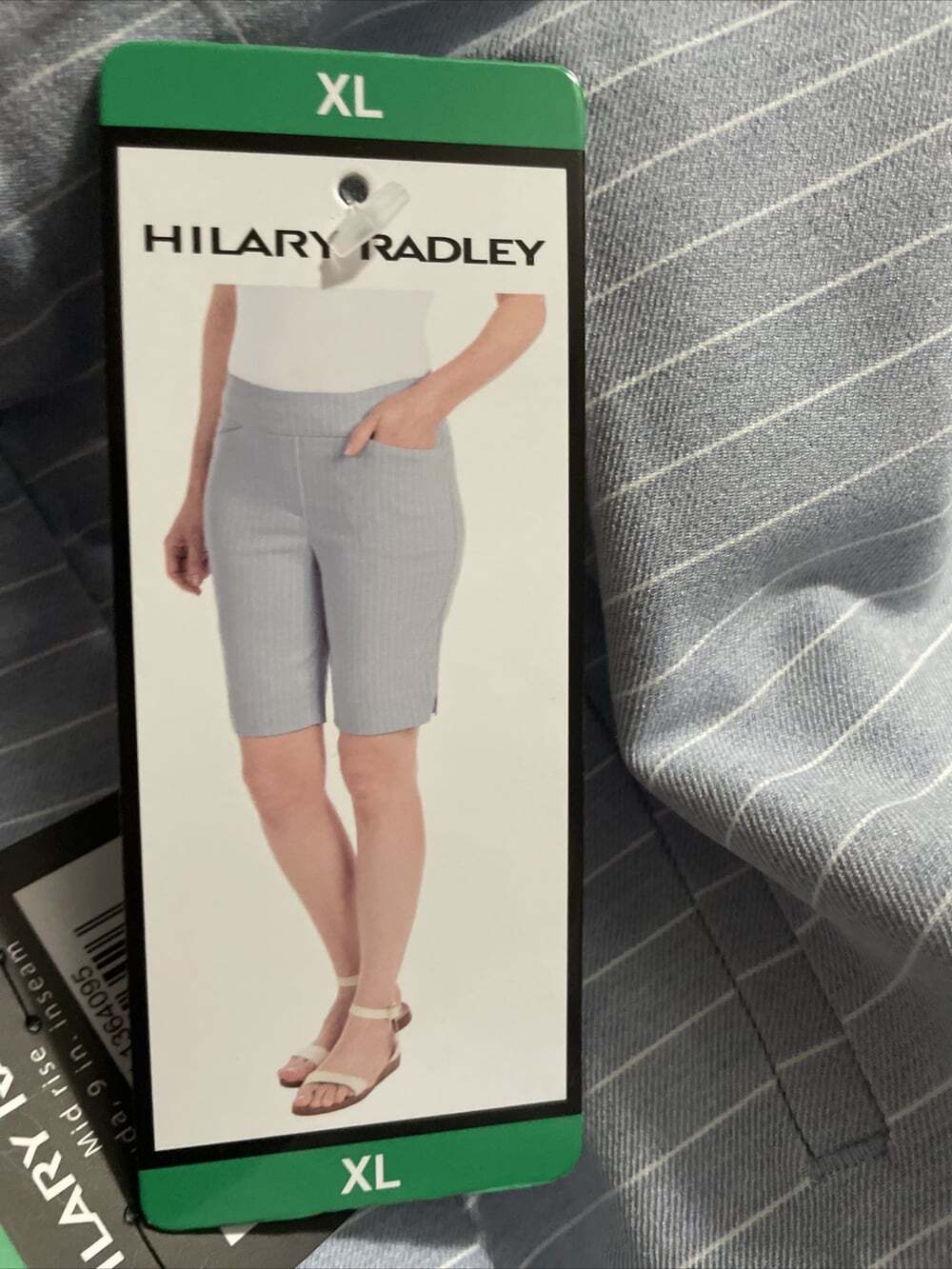 Hilary Radley Women's Bermuda Short~ Light Blue Combo Pinstripe size Xl  42w 9in